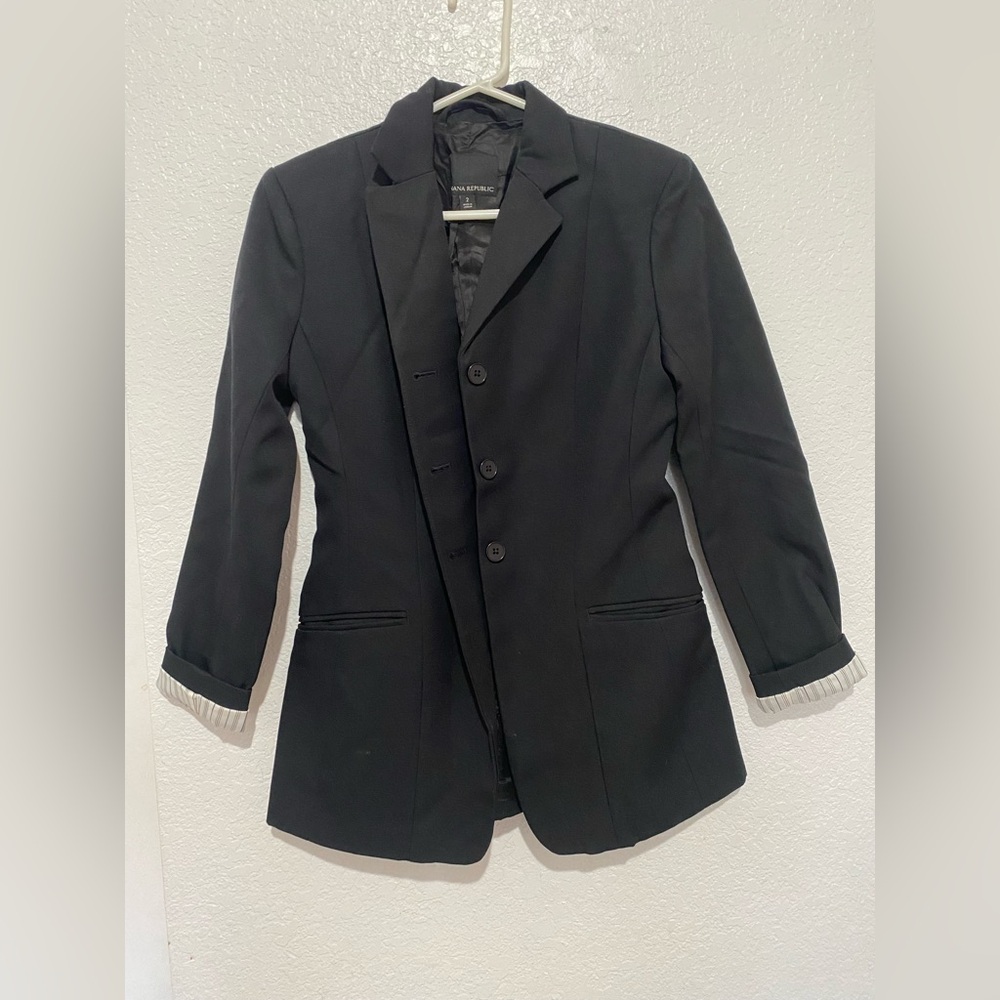 Banana Republic Black Blazer Womens Size 2 Tailored Career Jacket
